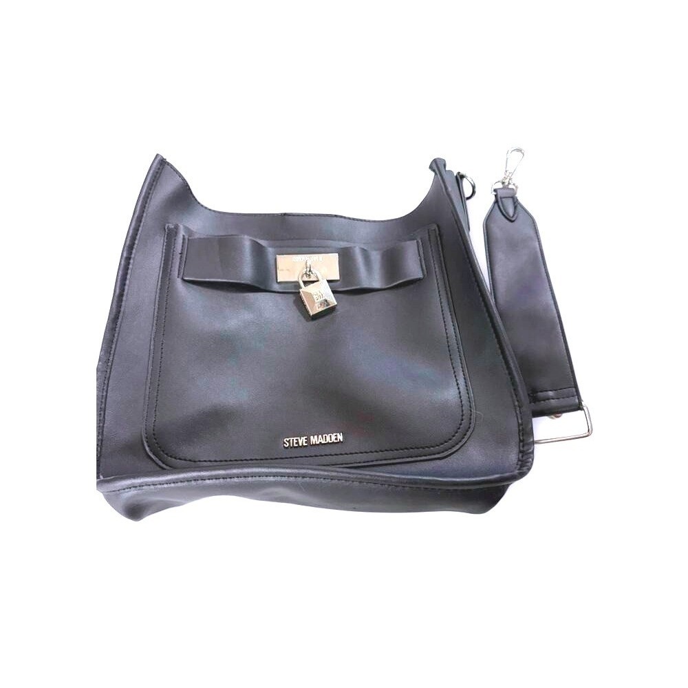 Steve Madden Bjessi Crossbody Hobo Purse Black Silver‎ Lock Tote Missing Strap!